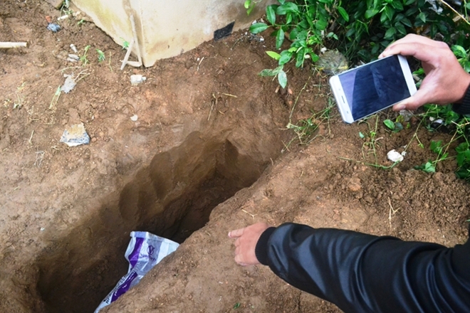 Vị trí thi thể chị Mai Thị Anh Đào bị chồng giết rồi chôn giấu phi tang