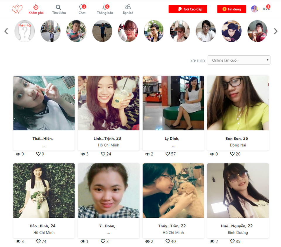 Giao diện thân thiện của hệ thống hẹn hò online Banmuonhenho.vn