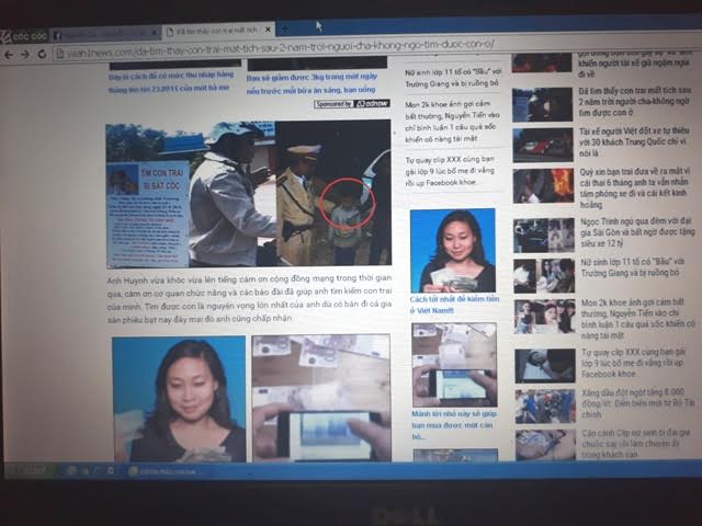 Trang Yeah1news.com đăng thông tin anh Huynh tìm được con